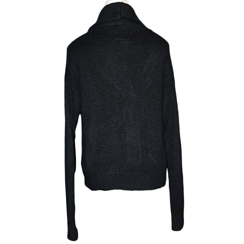 Pilcro Anthropologie Womens Black Shawl Cable-knit Button Cardigan Size Small - Picture 3 of 16